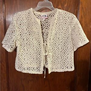 Elegant Cream Crochet Crop Top